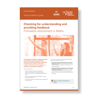 Cover of formative assessment in maths group facilitation guide